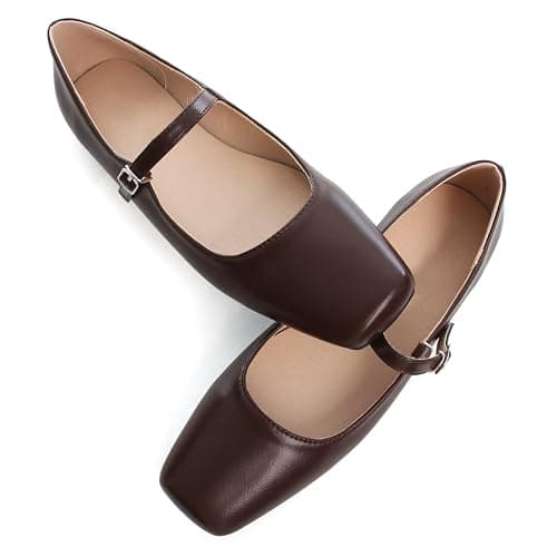 TN TANGNEST Leather Flats for Women Comfortable Square Toe Slip On Flats Soft Work Flats Retro Mary Jane Flats thumbnail 5