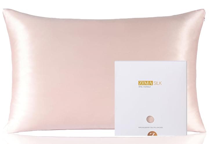 ZIMASILK 100% Pure Mulberry Silk Pillowcase for Hair and Skin Health,Soft and Smooth,Both Sides Premium Grade 6A Silk,600 Thread Count,with Hidden Zipper,1pc (Queen 20''x30'',Pink) - Image 1