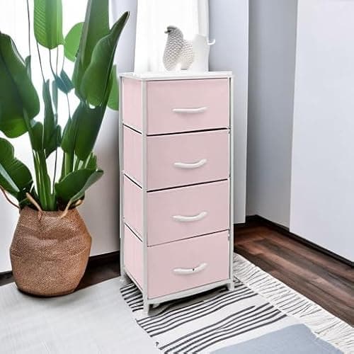 Sorbus Dresser Storage Tower, Organizer Drawers for Closet Boys & Girls Bedroom, Bedside Furniture, Chest for Home, College Dorm, Steel Frame, Wood Top, Fabric Bins(Pink) thumbnail 5