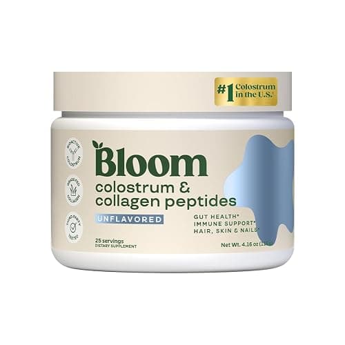 Bloom Nutrition Bovine Colostrum Powder with Vitamin B-12 for Gut Health, Immune Support, Hair Growth & Beauty Supplement | Unflavored, 25 Servings - Image 1
