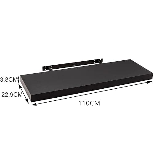 WOLTU Wandboard Wandregal CD DVD Regal Bücherregal Schweberegal Holz Board 110x22.9x3.8cm schwarz für Büro, Wohnzimmer, Schlafzimmer, Küche RG9316sz thumbnail 3