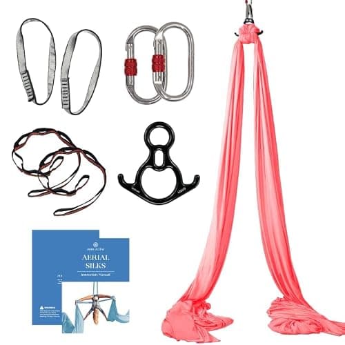 aum active Aerial Silks Starter Kit - Durable 9 Yards of Aerial Yoga Hammock with Hardware & Guide - Aerial Swing for Acrobatic Flying Yoga & All Levels (Aerial Rigging Point Up to 13ft) thumbnail 2