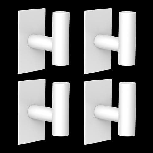 VAEHOLD Wall Towel Hooks, Heavy Duty Sticky Holder Waterproof Towel Hooks for Hanging Coat, Clothes, Closet Hook Wall Mount for Kitchen (White, 4 Pack) - Image 1