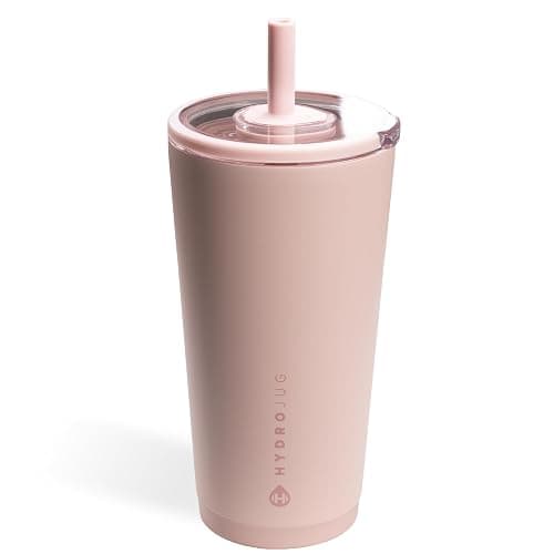HydroJug Everyday Tumbler 20 oz – Ceramic-Lined Insulated Tumbler with Straw and Soft-Touch Lid, Cup Holder Friendly, Double-Wall Vacuum Insulation, Reusable Travel Cup – Dusty Rose - Image 1