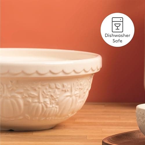 Mason Cash Harvest Pumpkin Mixing Bowl 2 Litre | Embossed Earthenware Mixing Bowl Size 24 | Autumn Baking Bowl for Dough, Cake & Cookie Mixes | Dishwasher Safe thumbnail 6