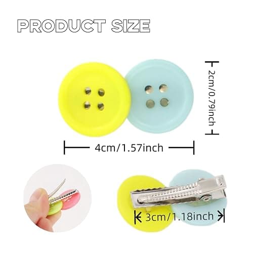 4 PCS Colorful Button Hair Clips Cute Y2K Duckbill Clips for Women & Girls Kawaii Cartoon Barrettes Decorative Hair Accessories for Back to School Birthday Parties thumbnail 4