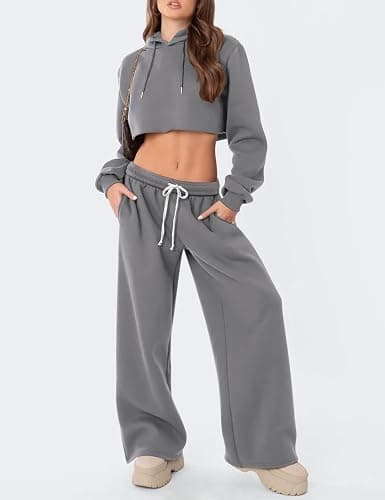 HeSaYep Women's Fleece Lined Sweatpants Wide Leg Thermal Winter Warm Baggy Sweat Pants with Pockets thumbnail 3