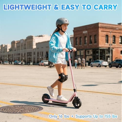 Electric Scooter for Kids Ages 6–14, Pink Electric Scooter, 250W Motor, Up to 10 Miles Range, 9 MPH, Lightweight Foldable Scooter for Girls thumbnail 8