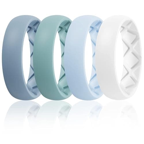 Egnaro Women's Rings Enhancers, 6mm Wide, 2mm Thick, Silicone Wedding Rubber Band with Half Size, Inner Arc Ergonomic Breathable Design - Image 1