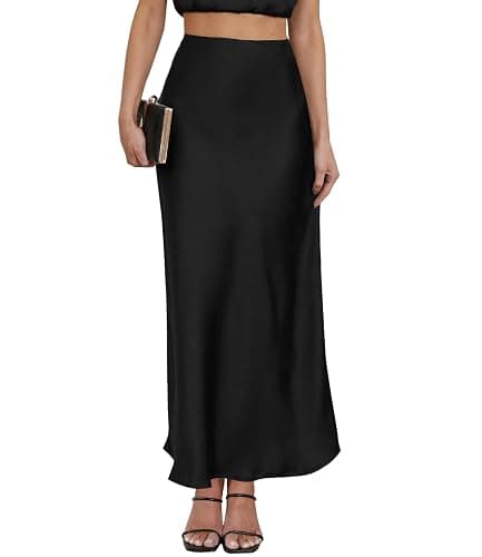 Women's Satin Maxi Skirt High Waisted Elastic Waistband Silk A-Line Casual Party Leopard Print Long Skirts for Women - Image 1