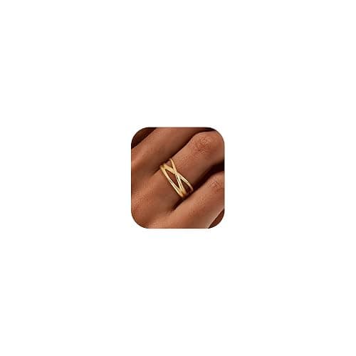 Ewrkbr Gold Rings for Women,Dainty 14k Gold Plated Stackable Ring for Women Non Tarnish Cute Trendy Chunky Ring Fashion Simple Statement Rings Jewelry for Women,Size 6 7 8 9 10 thumbnail 2