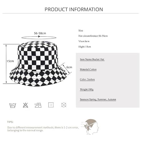 Bucket Hat Cotton Double-Side-Wear Reversible Sun Hat for Women Men, Summer Vacation Travel Beach Packable Fisherman Hat thumbnail 3