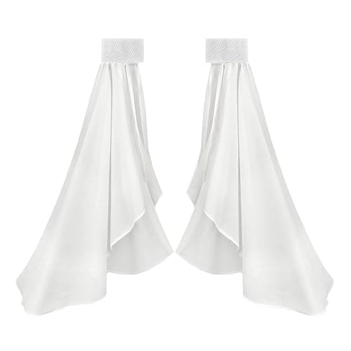 KUOIN Women's Long Tulle Sleeves Goth Detachable Chiffon Gloves for Wedding Party Renaissance Costume Accessories - White-elastic - Image 1