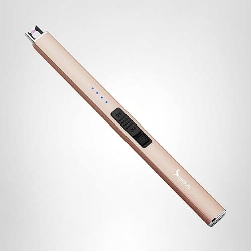 SUPRUS Electric Lighter Arc Windproof Flameless USB Rechargeable Lighter with Safety Lock for Candle BBQ Camping (Champagne Gold) thumbnail 7