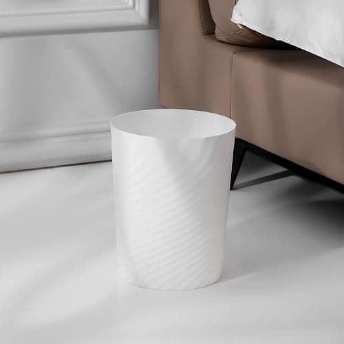 UUJOLY Plastic Small Trash Can Wastebasket, Garbage Container Basket for Bathrooms, Laundry Room, Kitchens, Offices, Kids Rooms, Dorms, (White, 1.8 Gallon) thumbnail 2