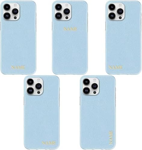 Personalized Initials Luxury Vegan Leather Case for Apple iPhone 16 15 14 13 12 11 Pro Max Plus, Custom Monogram Phone Cover, Embossed Letters Name (Blue) - Gift Idea thumbnail 3