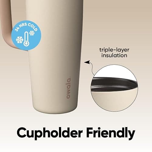 Owala FreeSip Tumbler - Stainless Steel - 30-oz. - Tan (Lightly Toasted) thumbnail 5