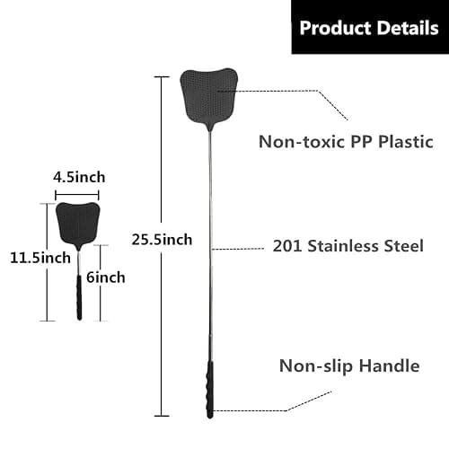 Foxany Telescopic Fly Swatters, Durable Plastic Fly Swatter Heavy Duty Set, Flyswatter with Stainless Steel Handle for Indoor/Outdoor/Classroom (2 Pack) thumbnail 3