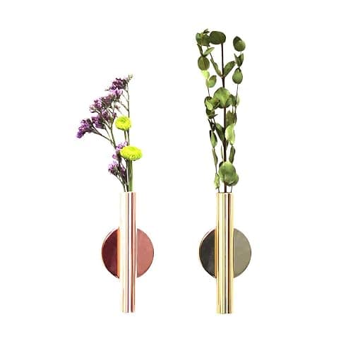Gold Wall Decor, Plant Wall Vase Metal Tube Decoration Holder Used to Display Dried Flowers, Fake Flowers, Also Suitable for Gravestone Memorial Decoration (1 Pcs Round Gold) thumbnail 7