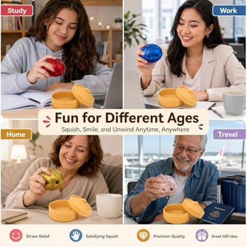 2PCS Dumpling Squishies Toys with Food Steamer,Sparkly Glitter Squeeze Dough Fidget Sensory Stress Balls,Hand Desk Toys for Stress Relief Squishies Dumpling Gifts,Red&Blue thumbnail 6