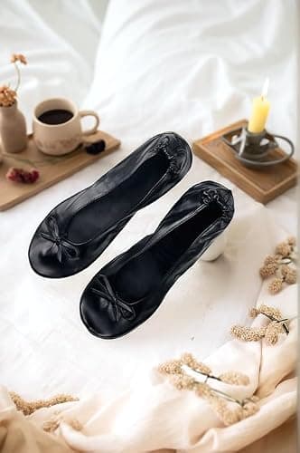 ccafgho Women's Foldable Ballet Flats Portable Slip-On Shoes for Wedding, Travel, Work & Driving thumbnail 2
