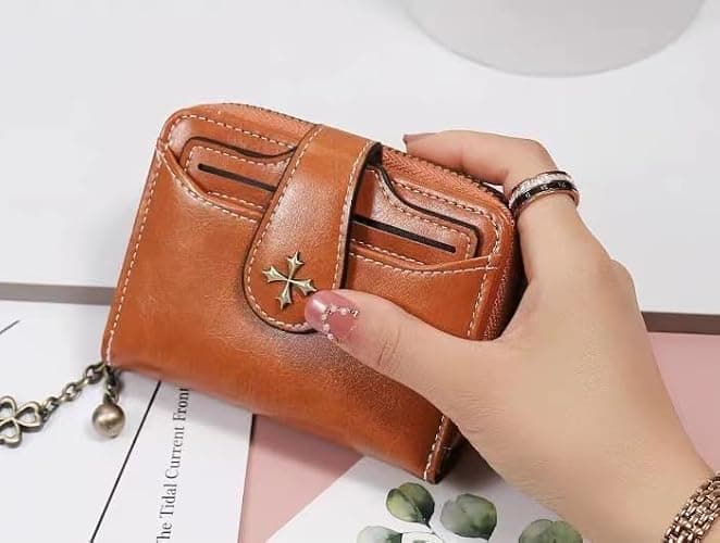 GGOOB Small Wallet for Women Zip Bifold Vintage Wallet Goth Purse Mini Leather Cash Wallets with Zipper Coin Pocket thumbnail 9