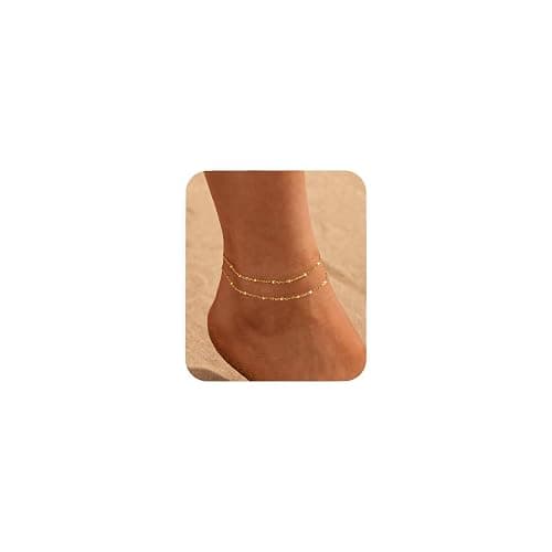 Nanafast Ankle Bracelets for Women, 14k Gold Plated Ankle Bracelet for Women, Waterproof Dainty Anklets, Adjustable Beach Jewelry - Image 1