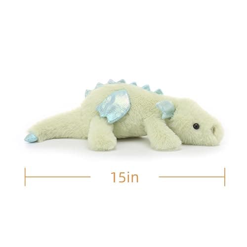 Apricot Lamb Lying Dragon Soft Cute Plushies Toy for Kids, Cuddly Stuffed Animal for Baby Girls and Boys, Fluffy Green Lying Dragon 15 Inches (Green) thumbnail 3