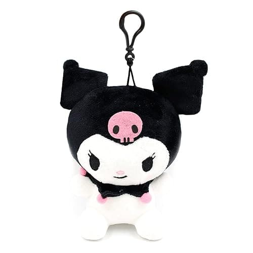 Hello Kitty Friends Character Plush Bag Clip Keychain Backpack Hanger 1PC (My Melody / Kuromi / Cinnamoroll / Pompompurin) (Kuromi), One Size - Image 1