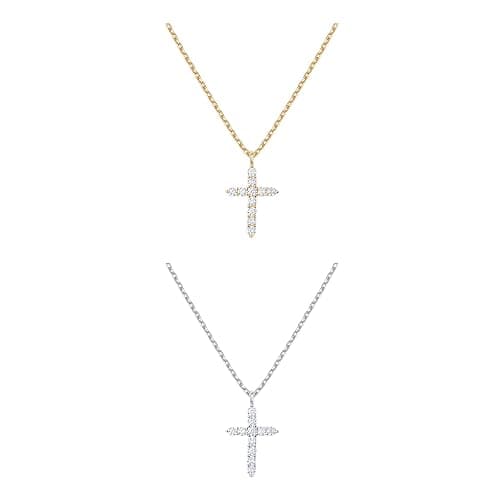 PAVOI 14K Gold Plated Cubic Zirconia Cross Necklace for Women | Cross Faith Pendant Necklaces - Image 1