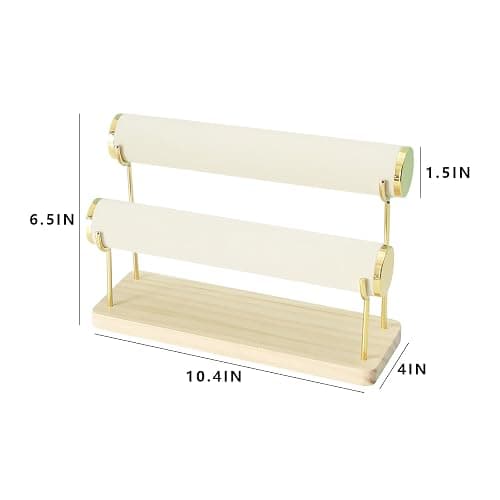 Coward Armbandhalter-Ständer-Gestell, abnehmbarer Armband-Display-Organizer, T-Stange mit Holzsockel für Armreifen, Uhren, Haargummis, Schmuckaufbewahrungstürme für Zuhause, Schreibtisch oder thumbnail 3