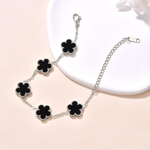 FLY FEI 18K Gold-Plated Four Leaf Clover Bracelet for Women,Adjustable lucky Bracelet Set Jewelry Gift-Hypoallergenic Charm for Birthdays, Wellness & Daily Wear thumbnail 4