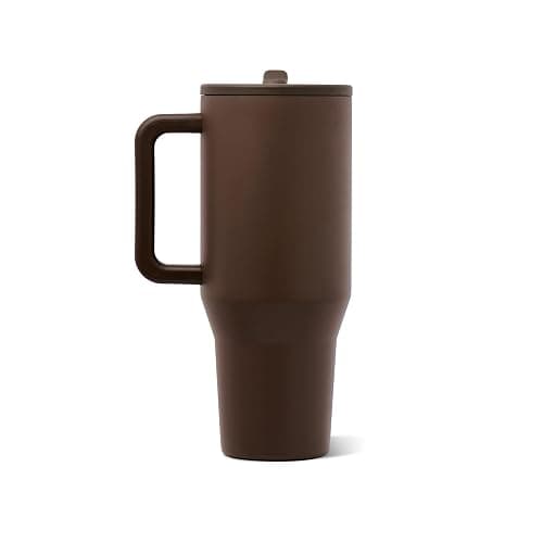 HydroJug Traveler 40oz, Insulated Tumbler with Handle & Straw, Chestnut | Triple wall insulated, flip straw lid, leak-resistant, stainless steel, cup holder friendly, BPA-free, dishwasher safe thumbnail 3