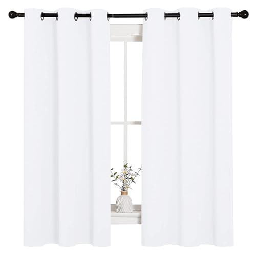 NICETOWN White Window Curtain Panels - 50% Light Blocking Curtains for Bedroom & Dining Room Window (Set of 2, 42 inches x 63 inches) thumbnail 3