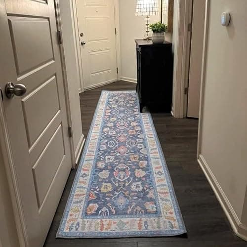 Fame Rugs Blue Modern Oushak Rug 2'5x13, Vintage Turkish Colorful Oriental Antique Inspired Long Runner Rugs, Luxury Living Room Bedroom (387BNB, 2'5 x 13'1) thumbnail 9