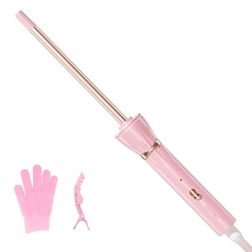 Hahahope 3/8 Inch Skinny Curling Wand, 9mm Mini Barrel for Short & Long Hair, Dual Voltage with 2 Heat Settings, Fast Heat Ceramic Curler - Image 1