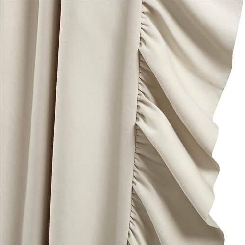 Lush Decor Reyna Ruffle Window Curtain Panel Set, Pair, 54" W x 84" L, Wheat - Flowy Curtain Set - Romantic Ruffle Curtains for Bedroom, Living room, or Dining Room - Farmhouse & Cottage Home Decor thumbnail 6