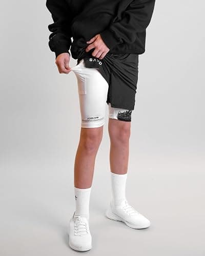 SAVD Christian Performance Shorts - Youth/Kids Gym & Sport Shorts with Pockets & Compression Liner, Bible Verse Activewear thumbnail 6