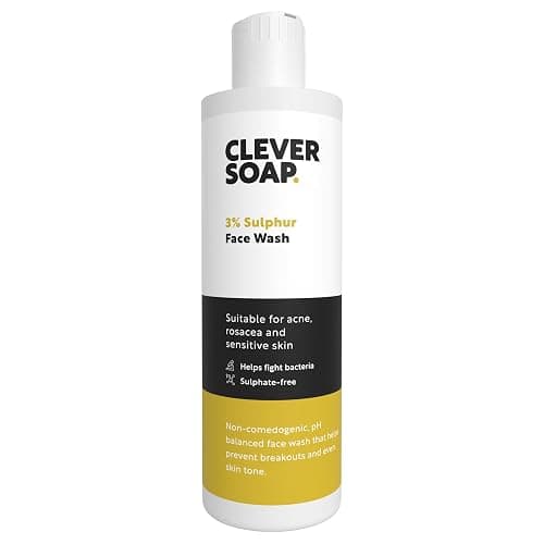 Clever Soap 3% Sulphur Face Wash - Exfoliating Blemish Control Cleanser - Antibacterial, Sensitive Sulfur Soap - Fragrance Free Moisturising Formula For Oily Skin - Men & Women - Image 1