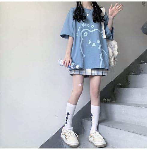 Tyadorw Womens Kawaii Shirt Aesthetic Shirts Harajuku Japanese Streetwear Kawaii Bear Graphic Tees Kawaii Oversized T Shirts thumbnail 6