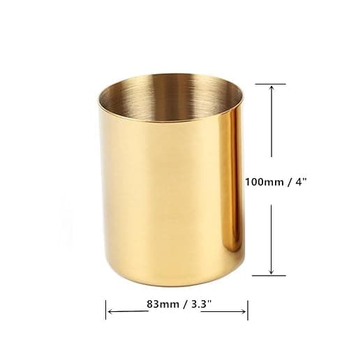 MEI YI TIAN Gold Pen Holder Glossy Stainless Steel Pencil Cup for Home Office Desk Organizers Multi Use Makeup Brush Holder Flower Vase Mini Pot Decor thumbnail 3