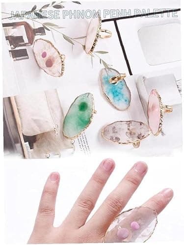 Nail Art Palettes Nail Mixing Palette Polish Color Mixing Plate Golden Edge Resin Nail Holder Cosmetic Mixing Tools Green Practical and Professional thumbnail 5