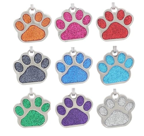 Pet ID Tag, Glitter Paw Bling, Cat ID Tag, Dog ID Tag, Custom Engraved, Dog Name Tag, Cat Name Tag, Dog Tags Personalized, Cat Tags Personalized, Pet Tag Personalized - Image 1