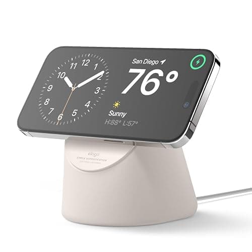 elago MS1 Charging Stand Compatible with MagSafe Charger - Premium Silicone Stand Compatible with iPhone 17/16/15/14/13/12 Series, Designed for iOS Standby Mode [Stone] [Charging Cable Not Included] - Image 1