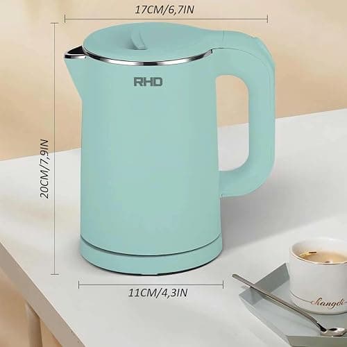RHD Small Electric Kettle 0.8L, 1000W Fast Boil, Stainless Steel, Green | Auto Shut-Off, Boil-Dry Protection, Mini Travel Kettle for Dorm Hotel, Coffee Tea RV Office thumbnail 3