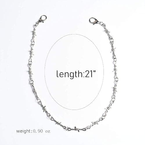 KESOCORAY Punk Gothic Thorns Metal Barbed Wire Chain Necklace Bracelet Silver Jewelry for Men Women thumbnail 2