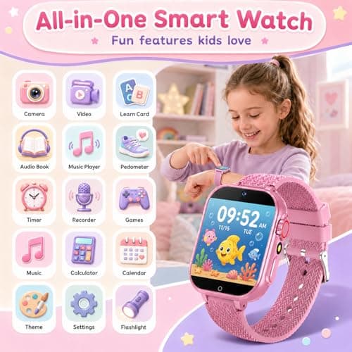 wepfum Kids Smart Watch for Girls Age 5-12, 39 Games Touch Screen Watch with Camera, Video Recorder, Music Player, Pedometer, Habit Tracker, No App Needed, Birthday Gift for Girls Ages 6-10 thumbnail 9