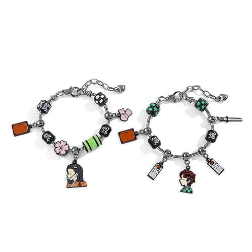 Teemotutu DIY Tanjiro Beads Bracelet Demon Slayer Cosplay Jewelry with Sword Charm Green Beads DIY Anime Gifts for Fans thumbnail 4