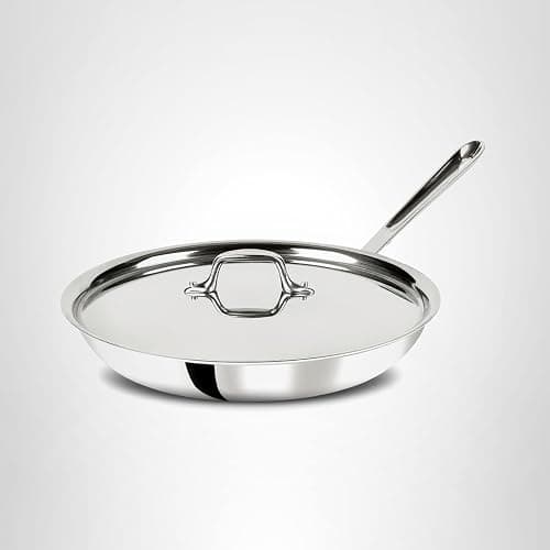 All-Clad D3 12" Stainless Steel Frying pan W/Lid, 3-Ply Stainless Steel Pan, Induction, Oven Broiler Safe 600F Skillet, Professional Cookware, Silver thumbnail 9