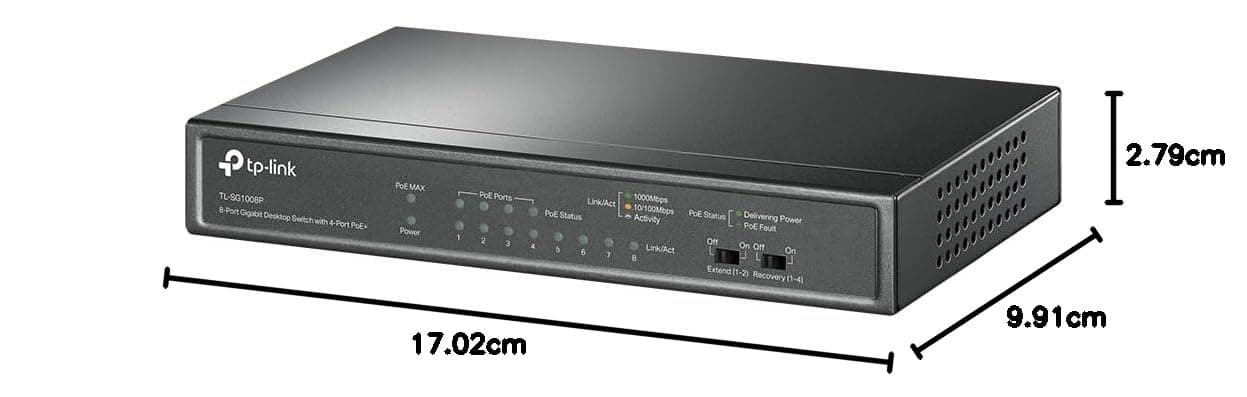 TP-Link TL-SG1008P 8-Port Gigabit PoE Switch, Network Switch with 4 PoE+ Ports, Multicast Optimization Ethernet Splitter, Power up to 30 W Metal Casing, Ideal for IP Surveillance and Access Point thumbnail 3